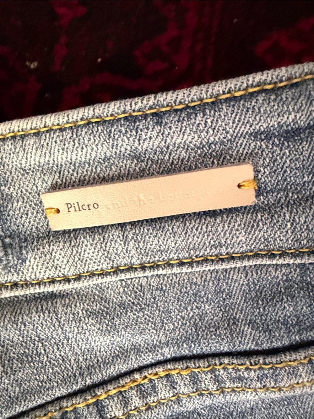 Pilcro Light Blue Denim Shorts with Orange & Yellow Embroidered Side Trim - Picture 5 of 5